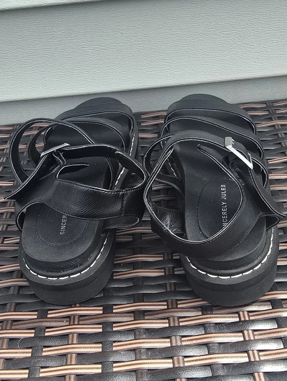 Darling Black Strappy Platform Sandals - Picture 7 of 9